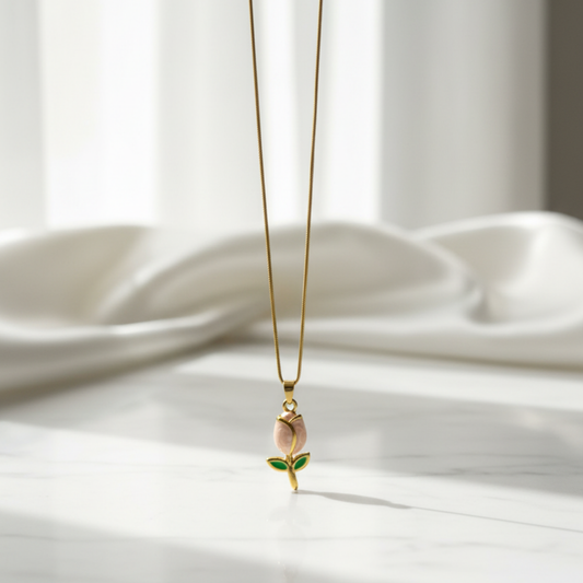 Enamel Bloom Tulip Pendant Necklace
