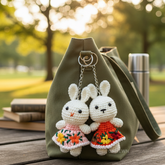 Handmade Crochet Bunny Charm Set - Keychain, Bag Charm, Unique Gift Accessories