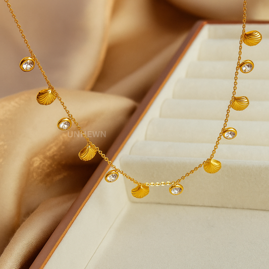 Golden Seashell Charm Necklace