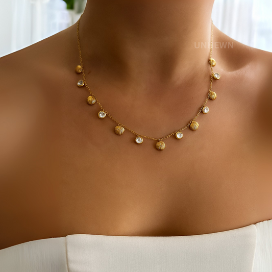 Golden Seashell Charm Necklace
