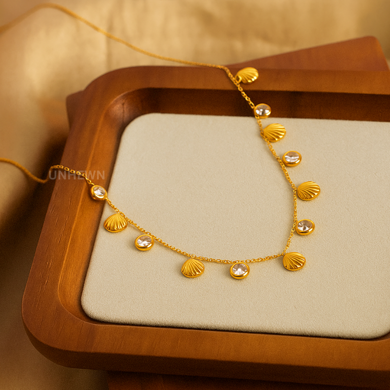 Golden Seashell Charm Necklace