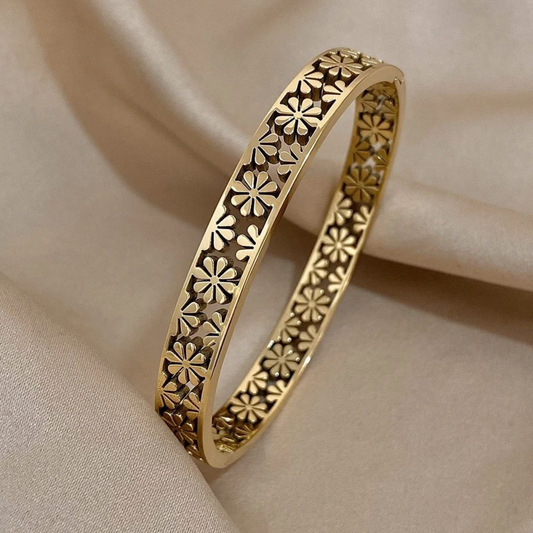 Floral Harmony Gold Bangle