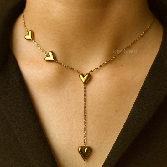 Golden Heart Cascade Necklace
