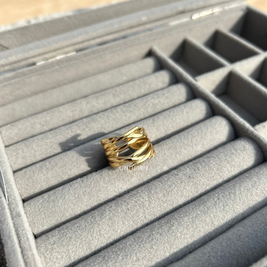 Golden Whirlpool Statement Ring