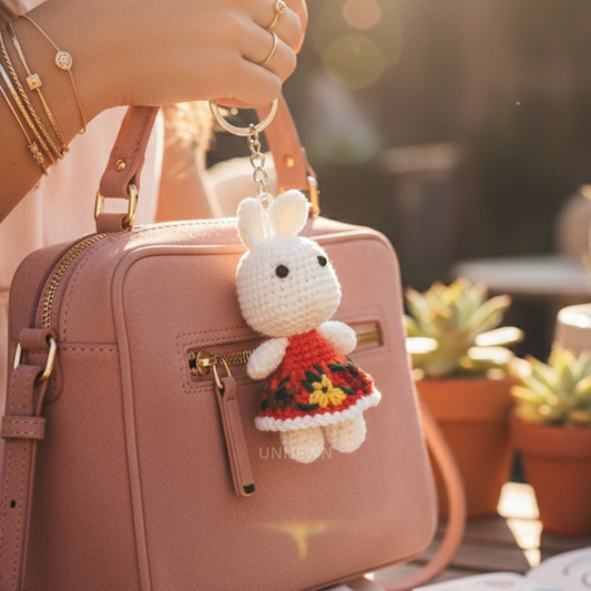 Handmade Crochet Single Bunny Charm- Keychain, Bag Charm, Unique Gift Accessories