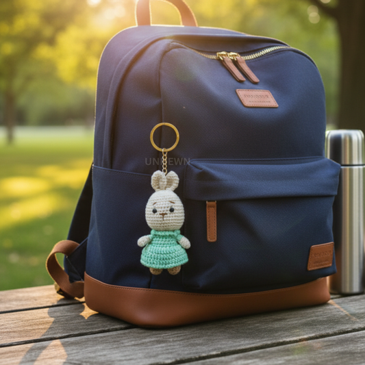 Handmade Crochet Cuddly Bunny Doll Charm- Keychain, Bag Charm, Unique Gift Accessories