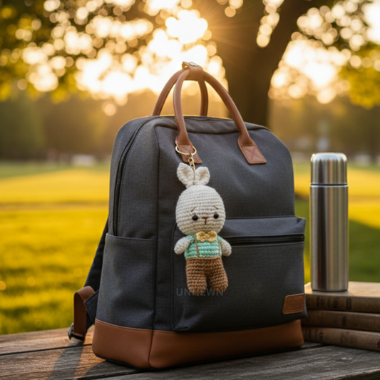Handmade Crochet Bunny Doll Charm- Keychain, Bag Charm, Unique Gift Accessories