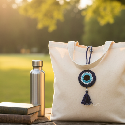 Handmade Crochet Evil Eye Bag Charm- Keychain, Bag Charm, Unique Gift Accessories