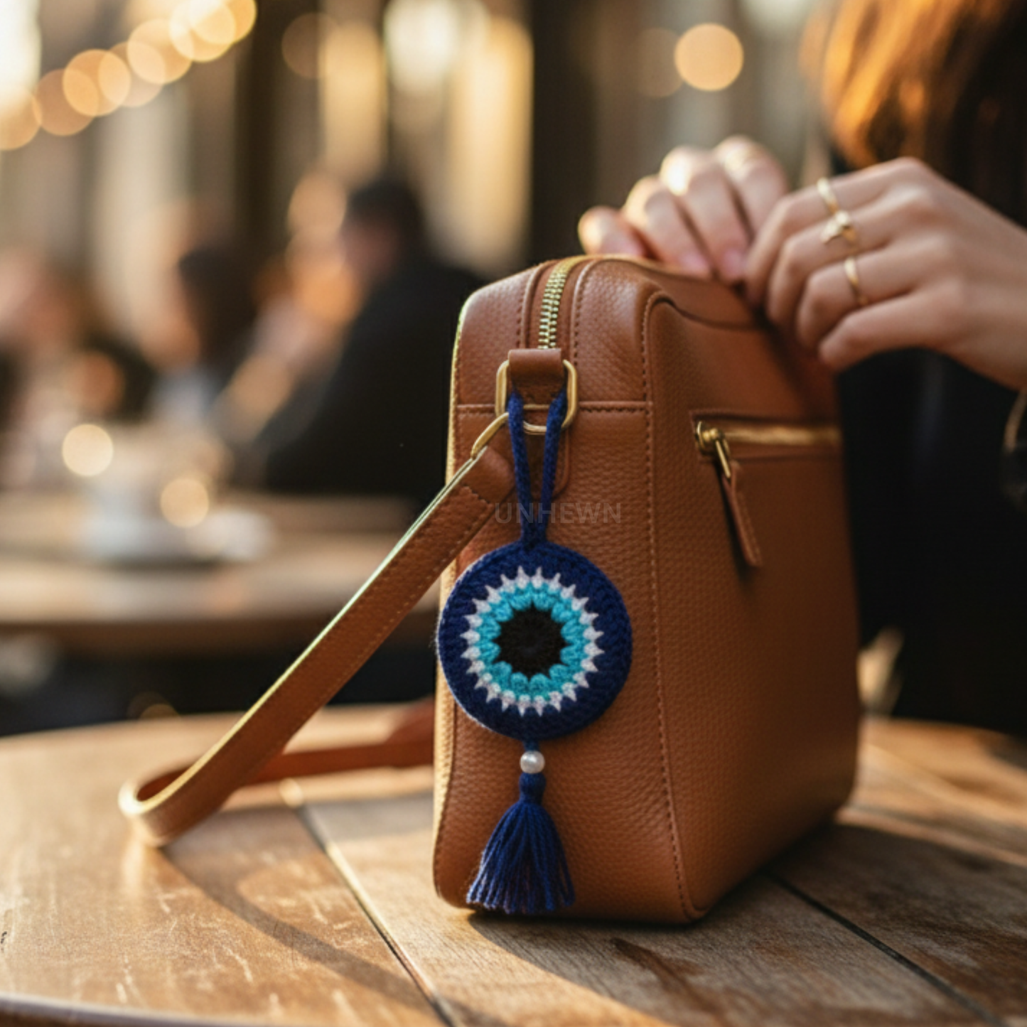 Handmade Crochet Evil Eye Bag Charm- Keychain, Bag Charm, Unique Gift Accessories