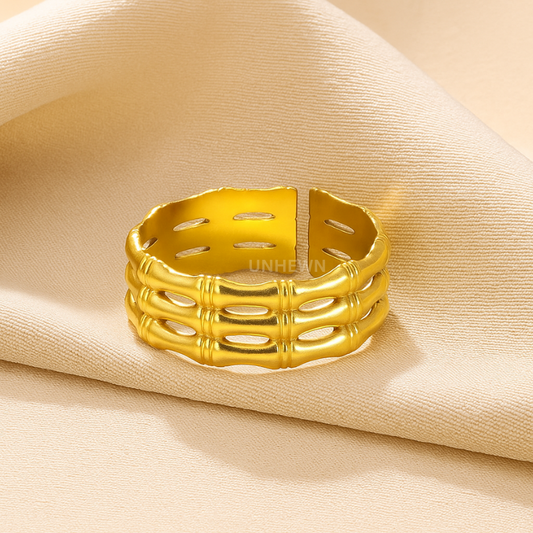 Golden Bamboo Statement Ring