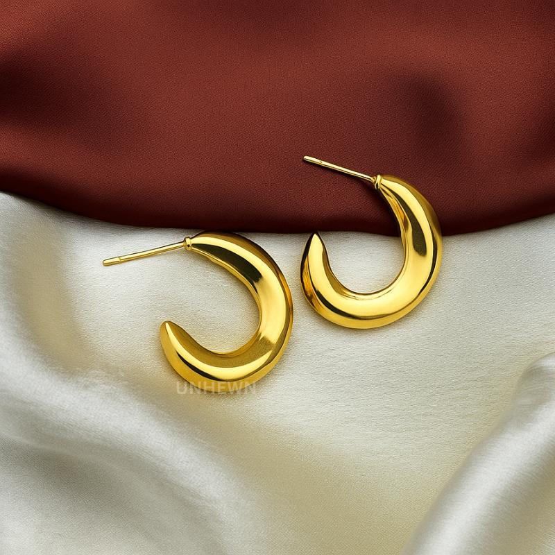 Golden Luna Crescent Hoop Earrings