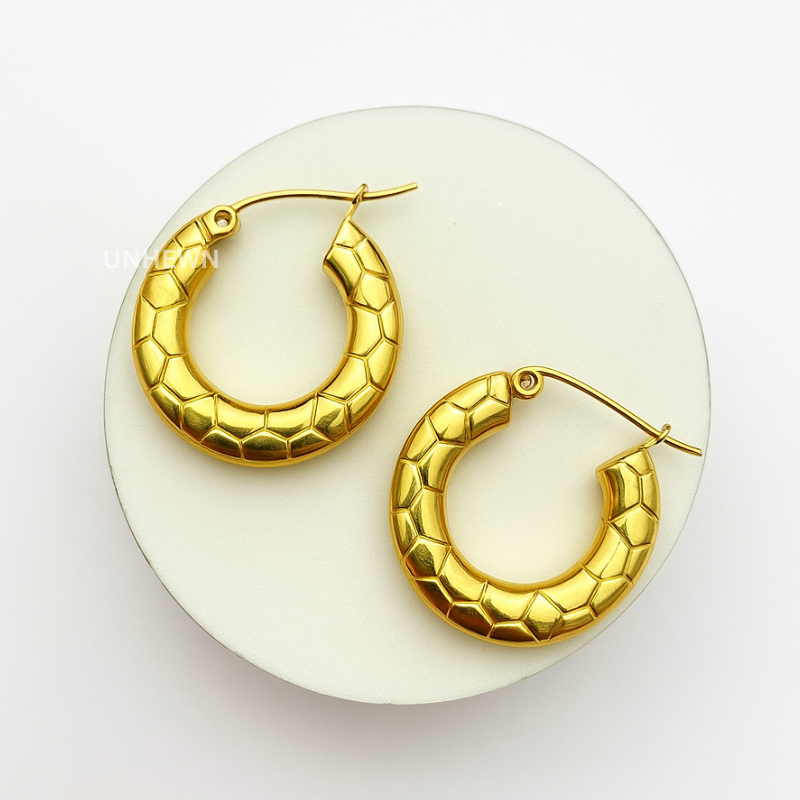 Golden Serpent Hoop Earrings