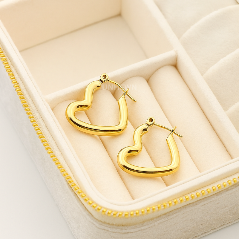 Golden Heart Hoop Earrings