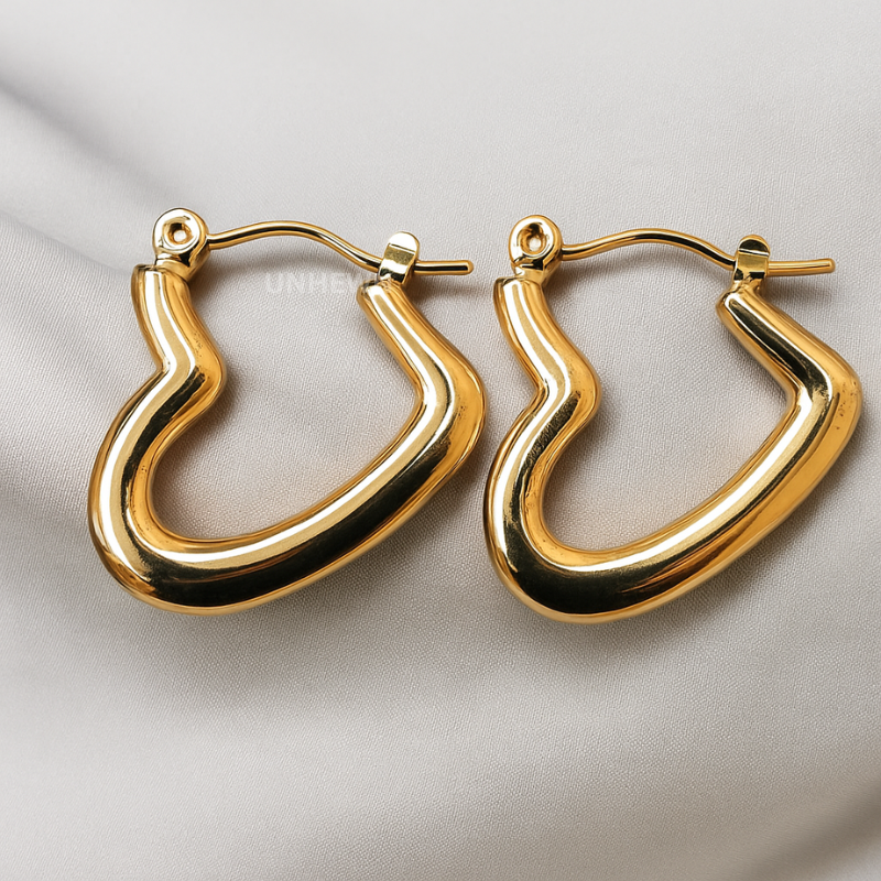 Golden Heart Hoop Earrings