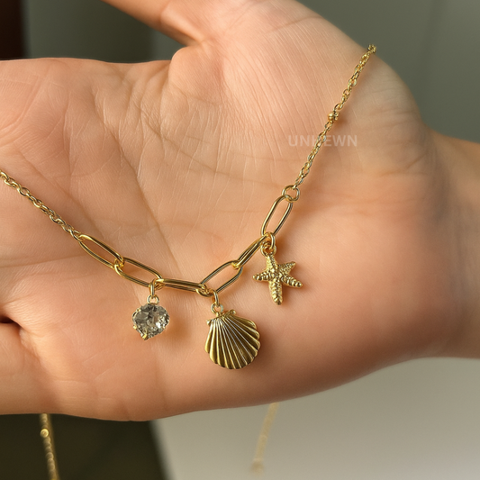 Golden Seashore Charm Necklace
