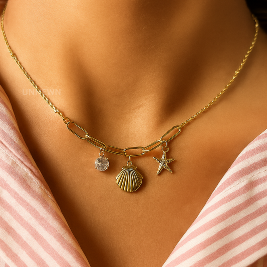 Golden Seashore Charm Necklace