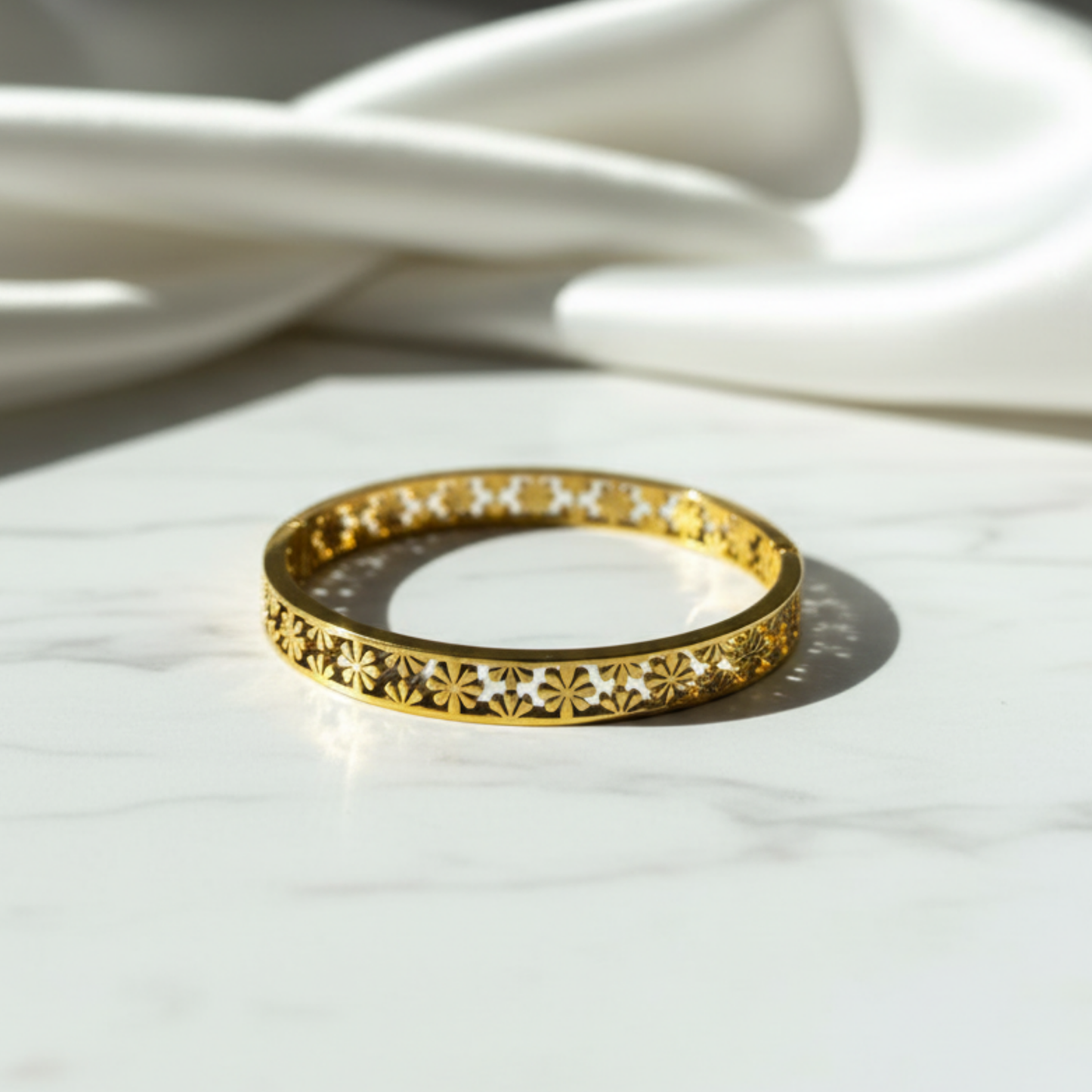 Floral Harmony Gold Bangle