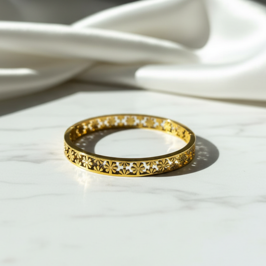 Floral Harmony Gold Bangle