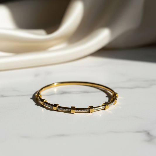 Golden Alternating Rhythm Bangle (Small Size)