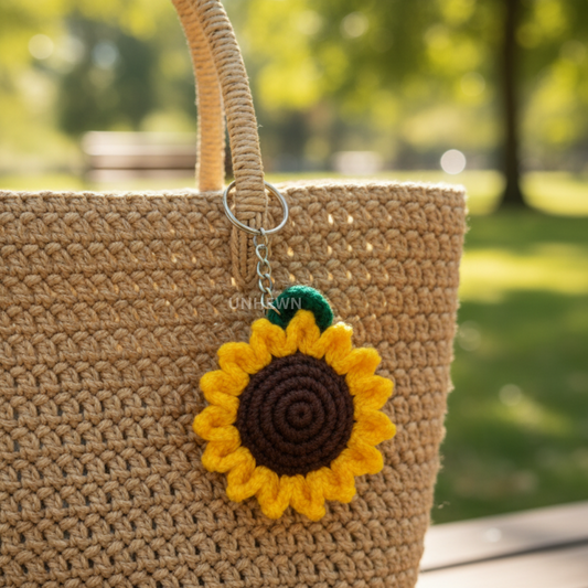 Handmade Crochet Sunflower Keychain - Keychain, Bag Charm, Unique Gift Accessories