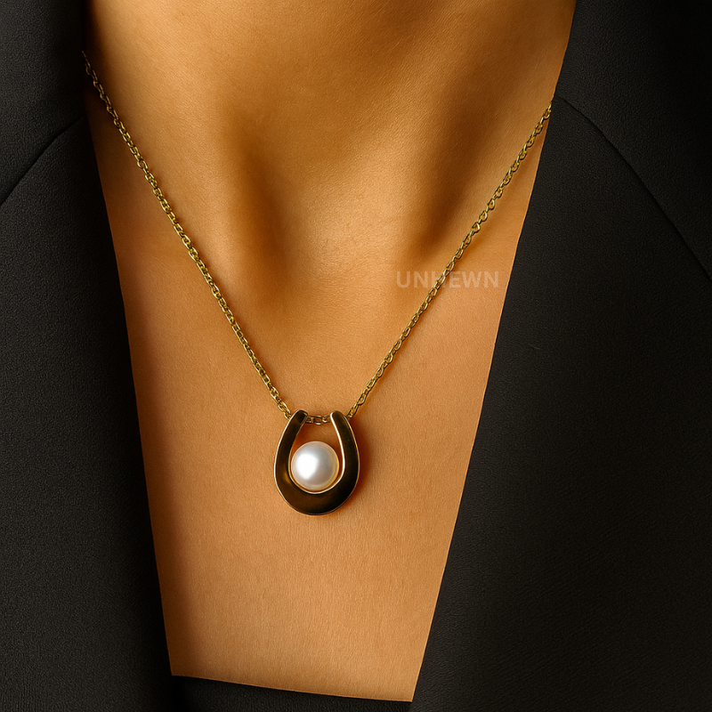 Gold-Plated Teardrop Pearl Pendant Necklace
