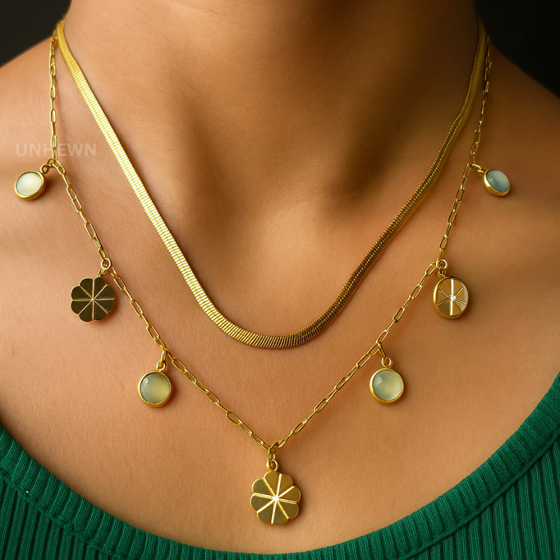 Golden Bloom Charm Layered Necklace