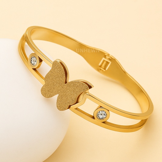Golden Butterfly Crystal Cuff Bracelet