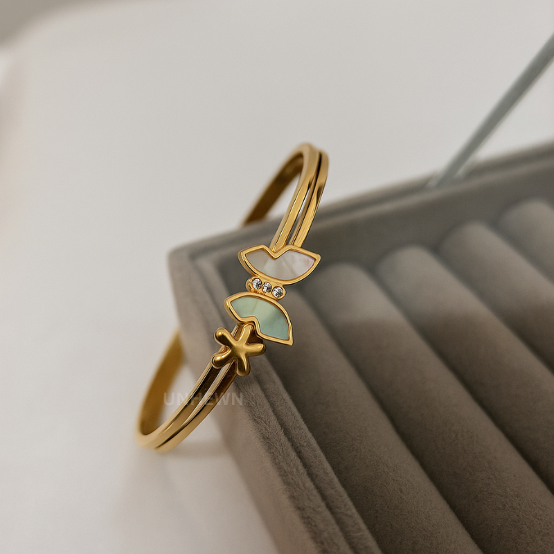 Golden Butterfly & Starfish Bangle Bracelet