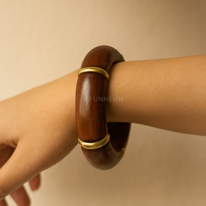 Wooden Bangle with Brass Accents