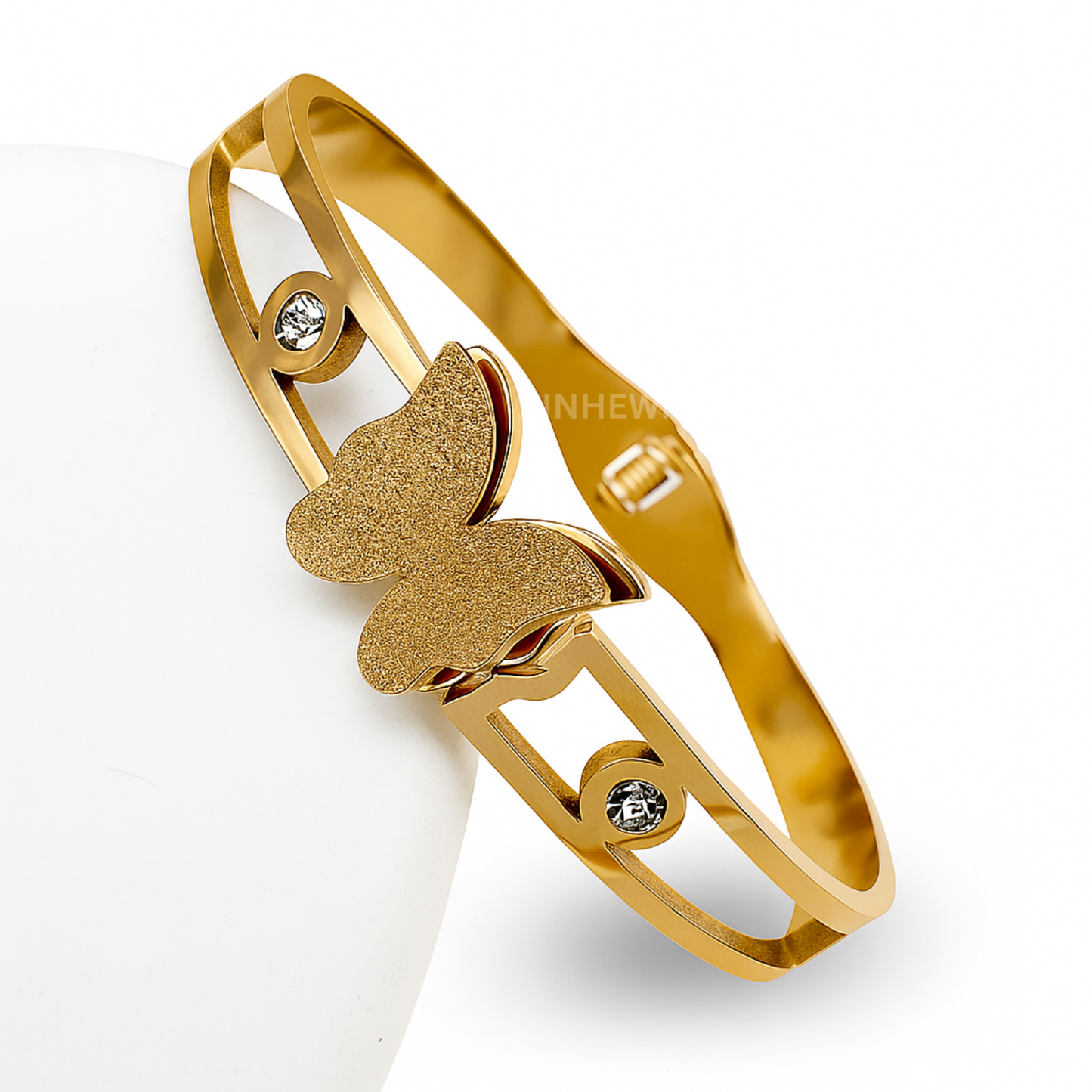 Golden Butterfly Crystal Cuff Bracelet
