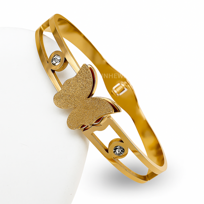 Golden Butterfly Crystal Cuff Bracelet