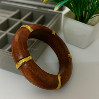 Wooden Bangle with Brass Accents