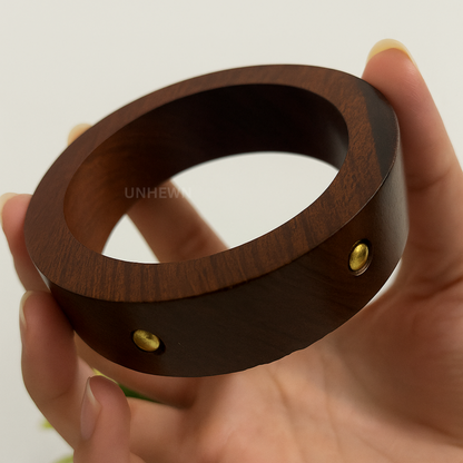 Dark Wood Bangle with Brass Studs