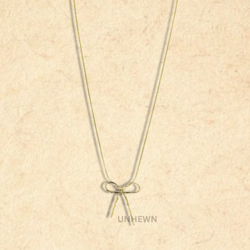 Gold-Plated Bow Tie Pendant Necklace