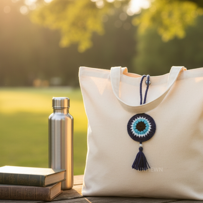 Handmade Crochet Evil Eye Bag Charm- Keychain, Bag Charm, Unique Gift Accessories