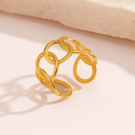 Midnight Halo Gold Band Ring