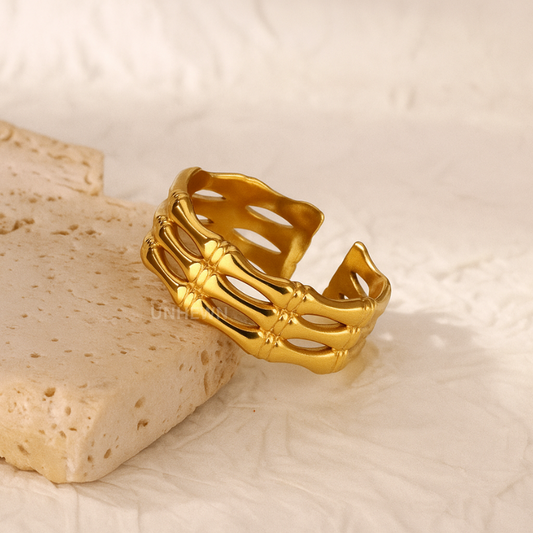 Golden Bamboo Statement Ring