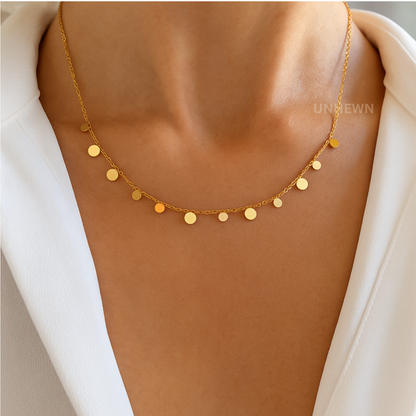 Luna Dot Charm Necklace – Dainty Gold Disc Chain