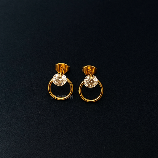 Golden Radiance Circle Earrings
