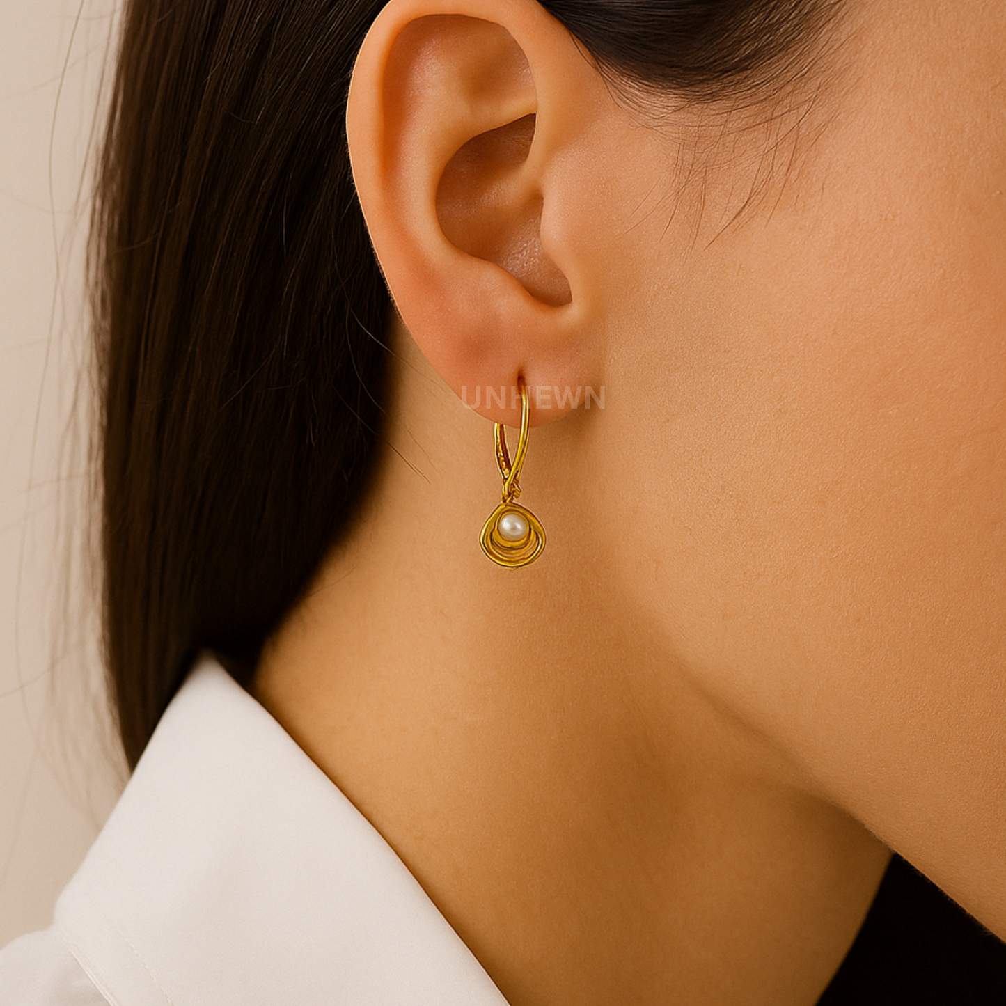 Golden Pearl Nest Earrings