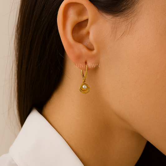 Golden Pearl Nest Earrings