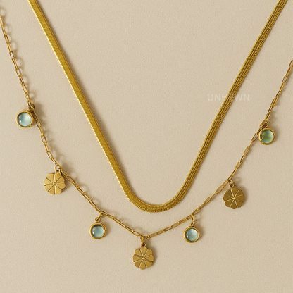Golden Bloom Charm Layered Necklace