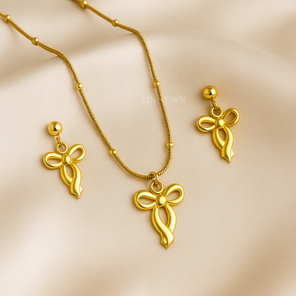 Luxe Bow Jewelry Set – Necklace & Earrings