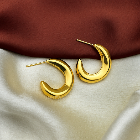Golden Luna Crescent Hoop Earrings