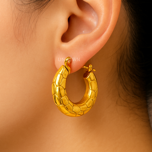 Golden Serpent Hoop Earrings