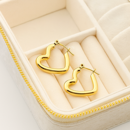 Golden Heart Hoop Earrings