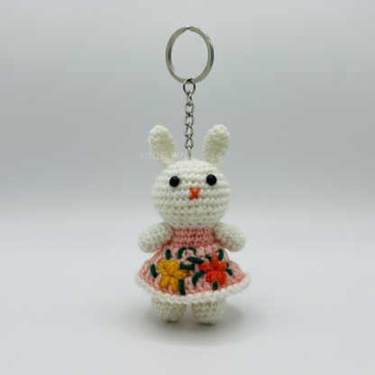 Handmade Crochet Floral Bunny Charm- Keychain, Bag Charm, Unique Gift Accessories