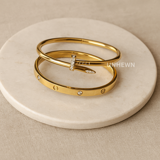 Sculpted Stud & Nail Bracelet Set