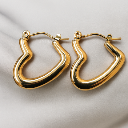 Golden Heart Hoop Earrings