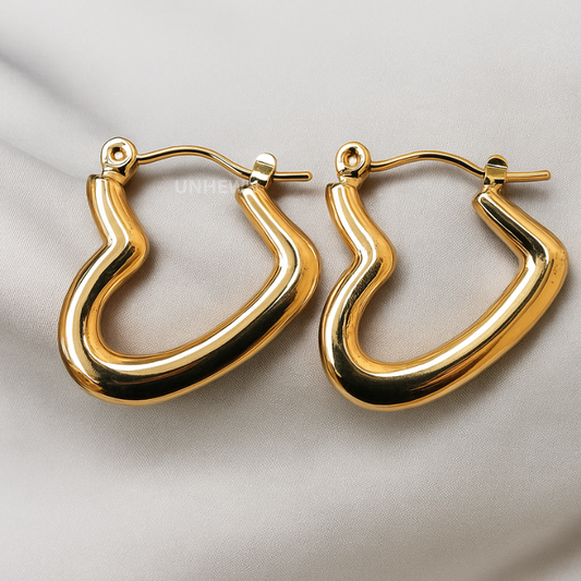 Golden Heart Hoop Earrings